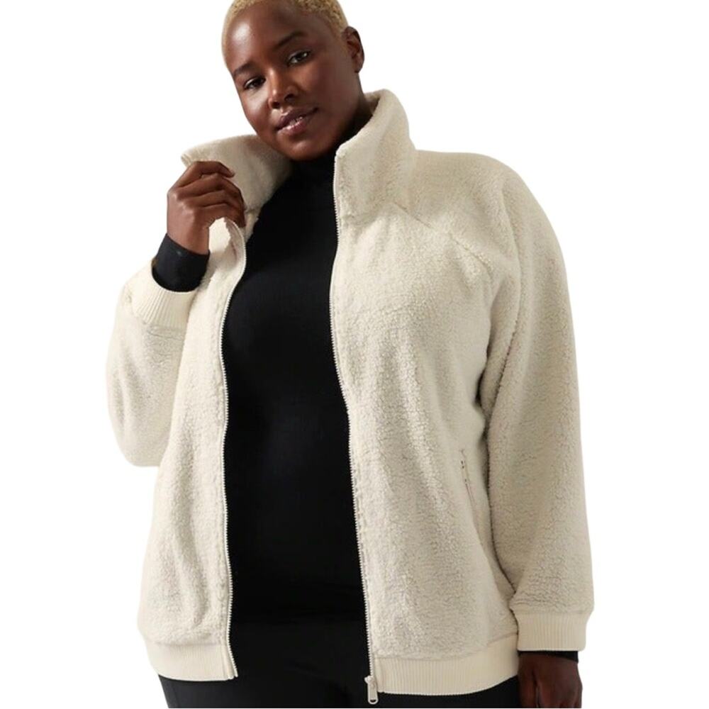 Athleta Cream Tugga Sherpa Jacket Sz 1X
